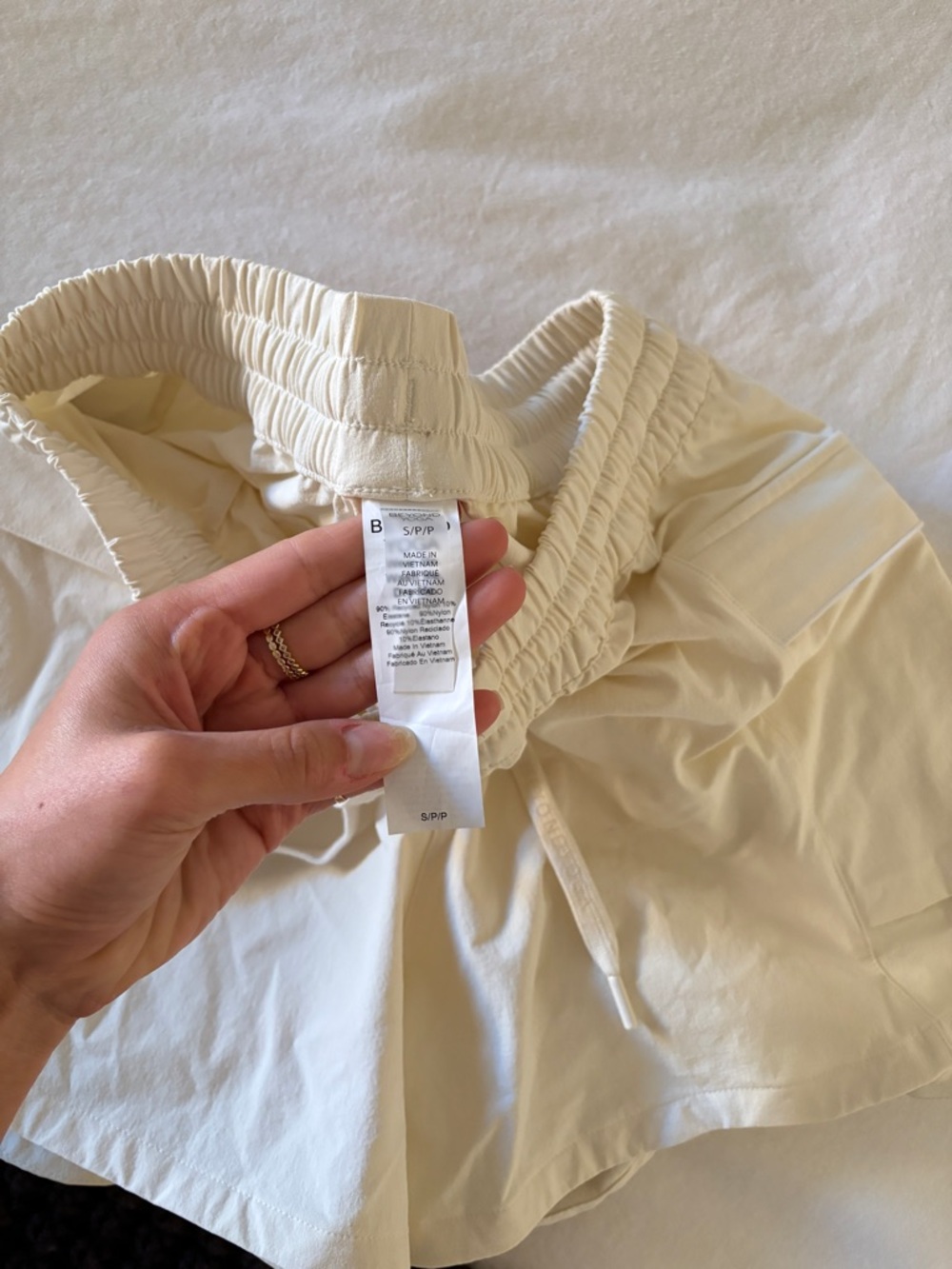 Cream Cargo Drawstring Shorts - Picture 2 of 4